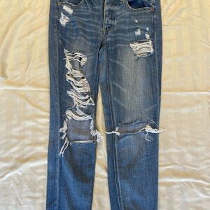 American Eagle Outfitters Blue Distressed Ankle Jeans